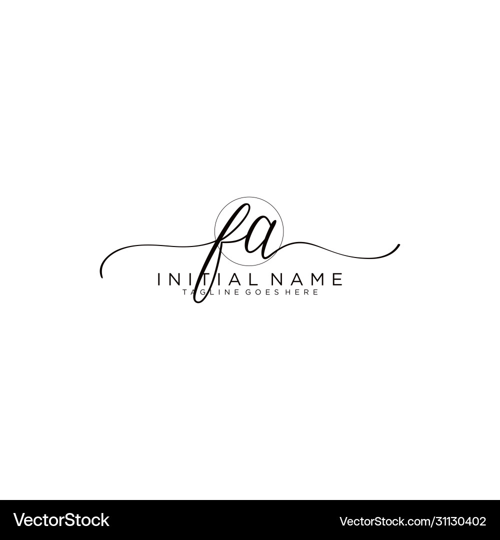Fa initial handwriting logo with circle template Vector Image