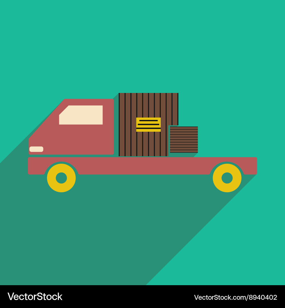 Flat with shadow icon and mobile application car vector image