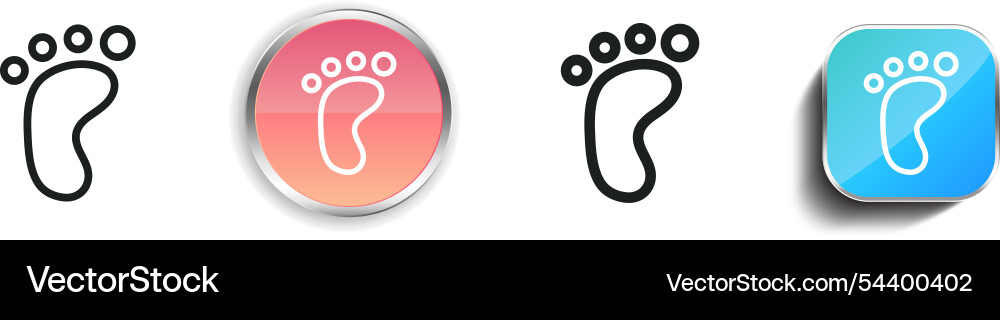Foot print icon thin linear regular and button vector image