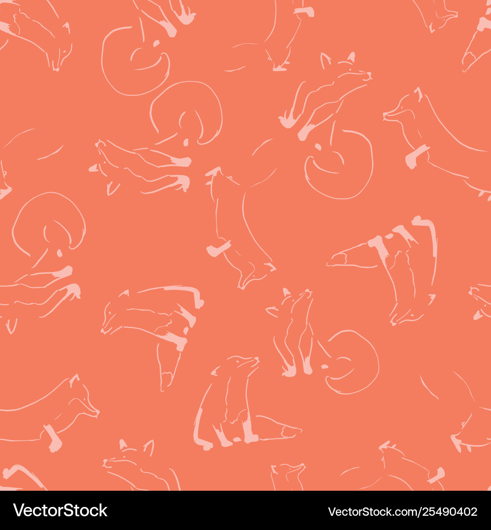 Fox lines seamless repeat pattern design Vector Image