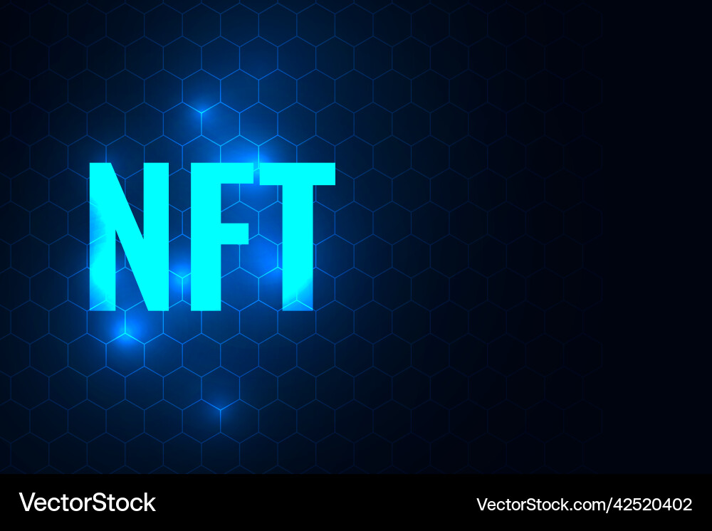 Glowing nft technology background with hexagonal Glowing nft technology background with hexagonal vector image