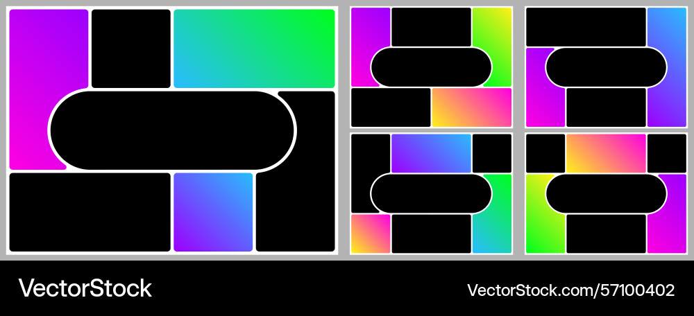 Grid template photo layout design 4x3 brutalist vector image