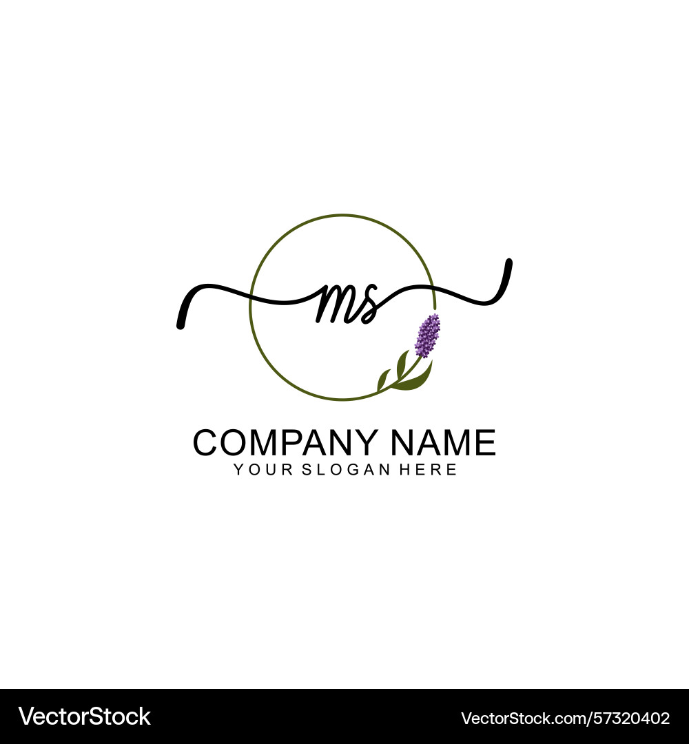 Handwritten ms initial logo with circle and Handwritten ms initial logo with circle and vector image