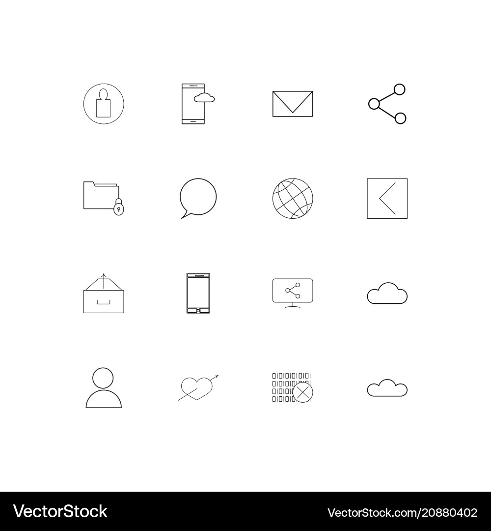 Internet technologies linear thin icons set vector image