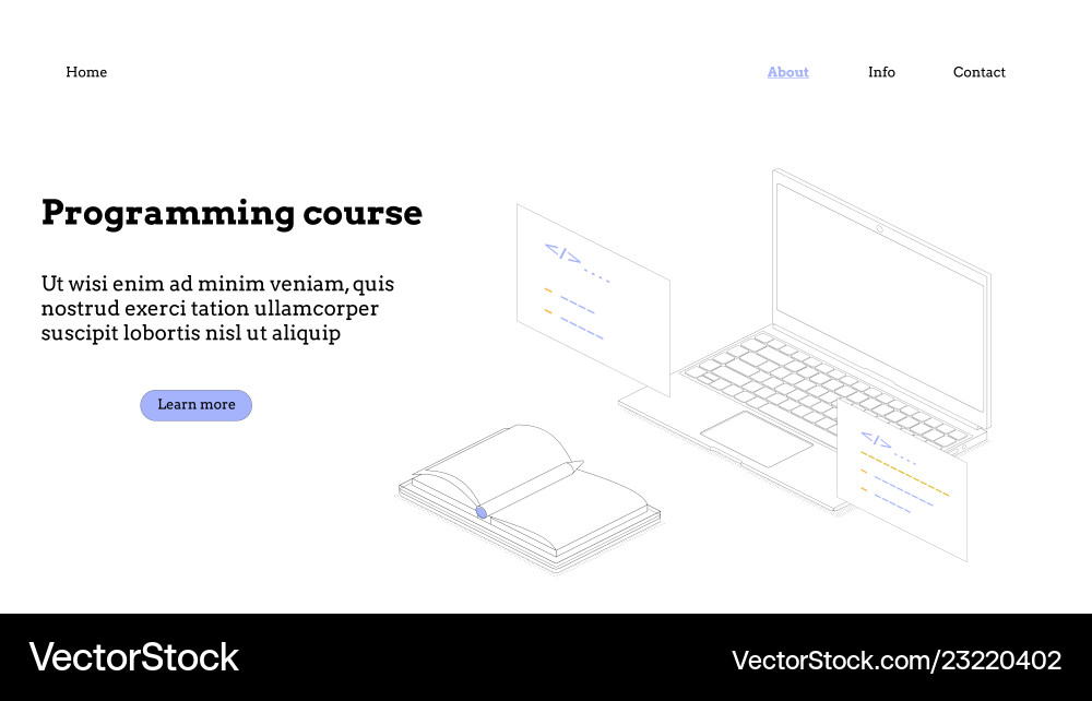 Landing page template programming course modern Landing page template programming course modern Vector Image