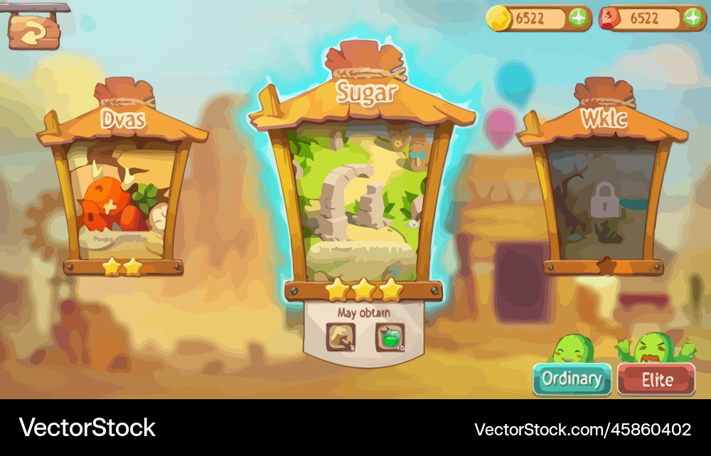 Level Button Game UI Pop-up Icon Set vector image