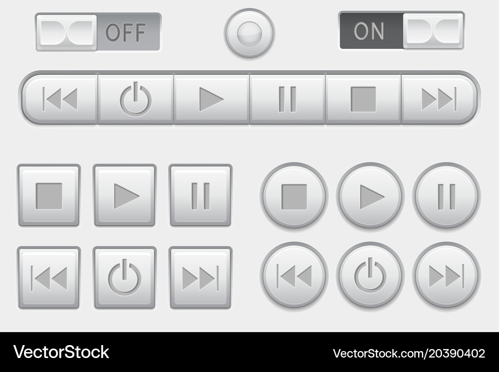 Media interface buttons set vector image