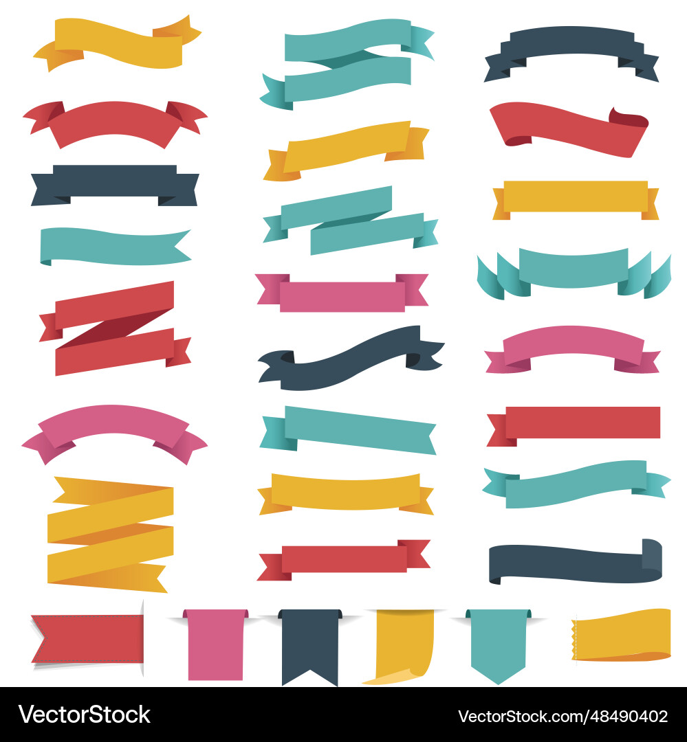 Retro ribbons set white background Royalty Free Vector Image