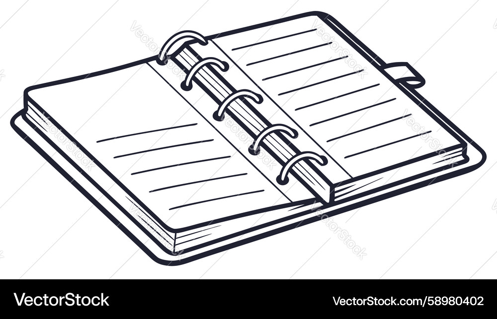 Ring binder notebook line art design generative ai Vector Image