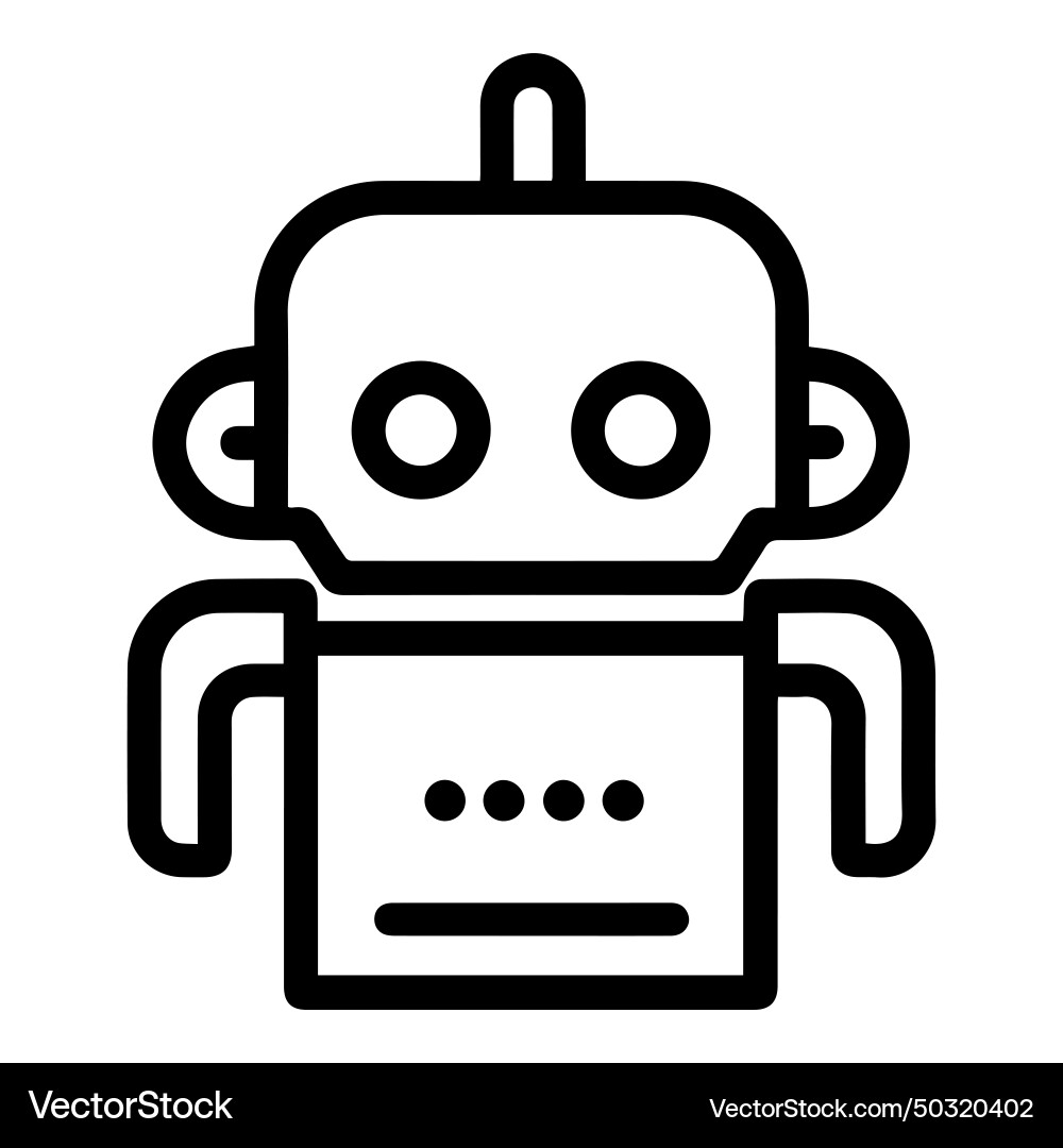 Robot flat icon isolated on white background Robot flat icon isolated on white background Vector Image