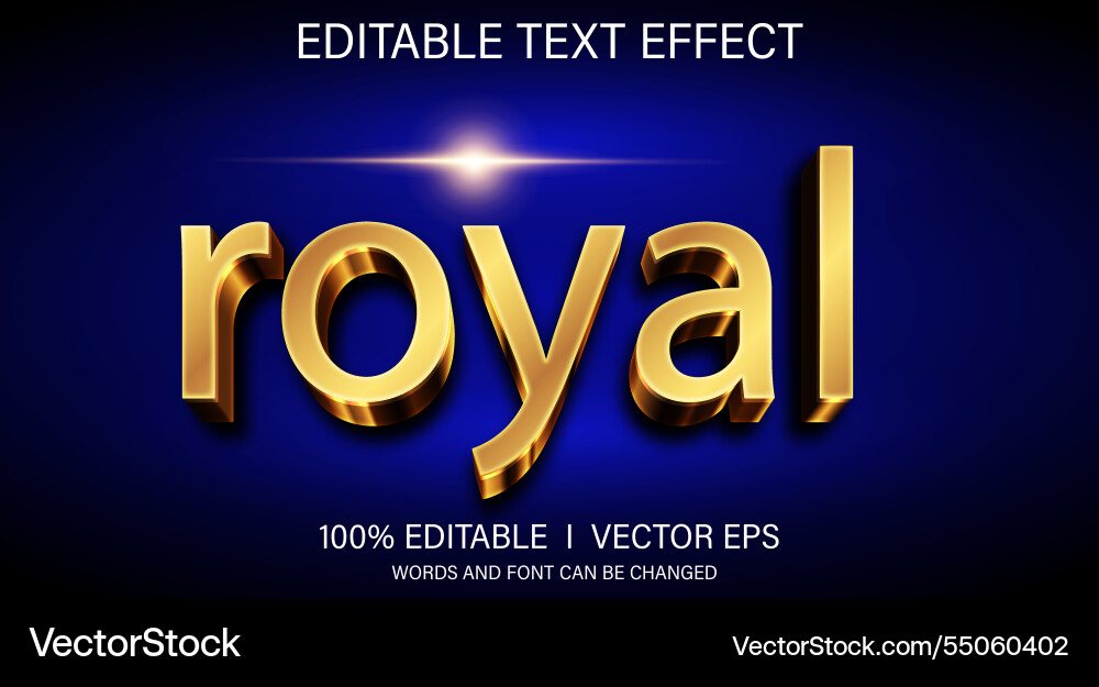 Royal 3d text effect with modern style design Royal 3d text effect with modern style design vector image