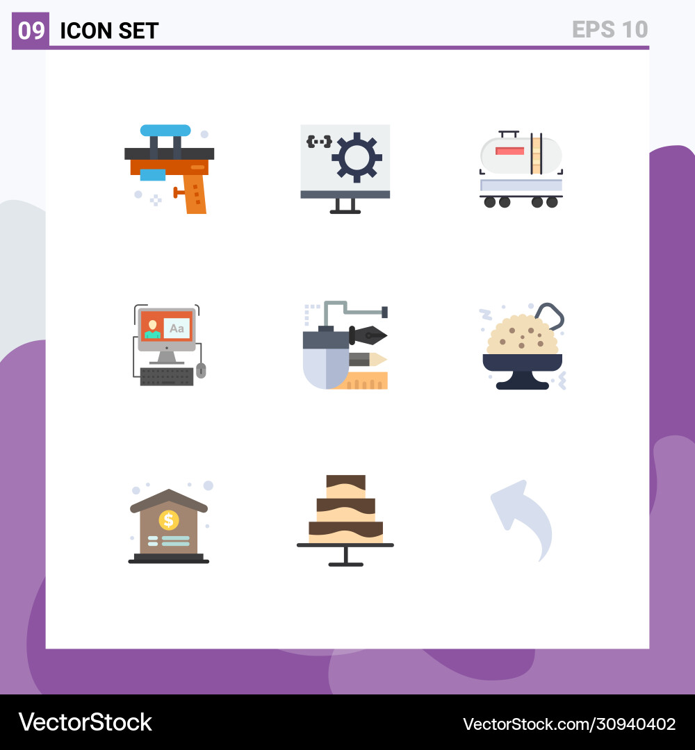 Set 9 flat colors on grid for editing screen Vector Image