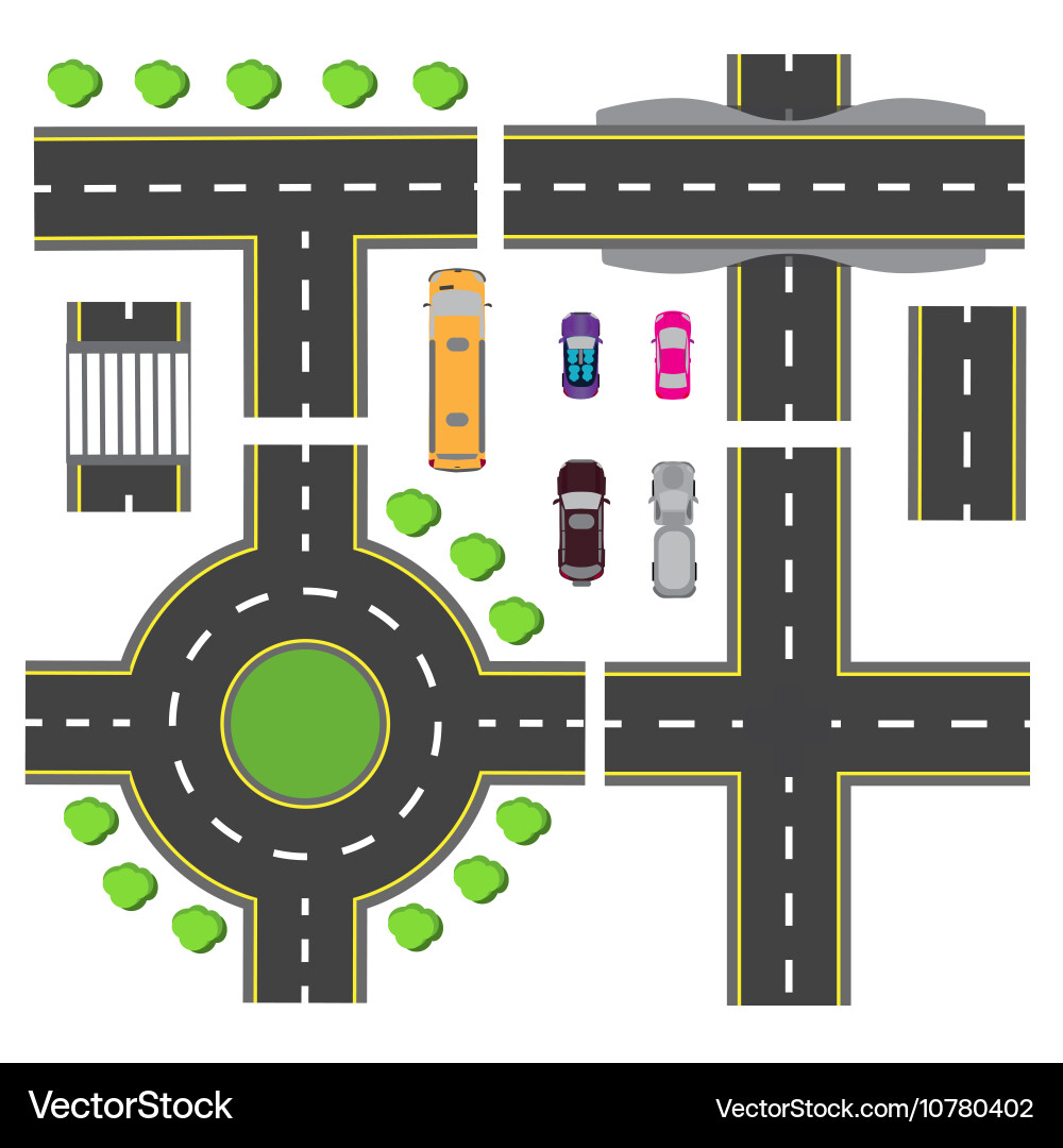 Set design for a transport node the intersections Vector Image