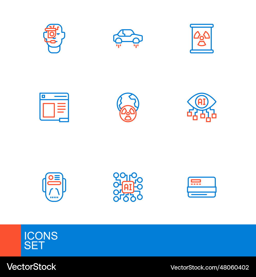 Set line credit card neural network artificial Set line credit card neural network artificial vector image