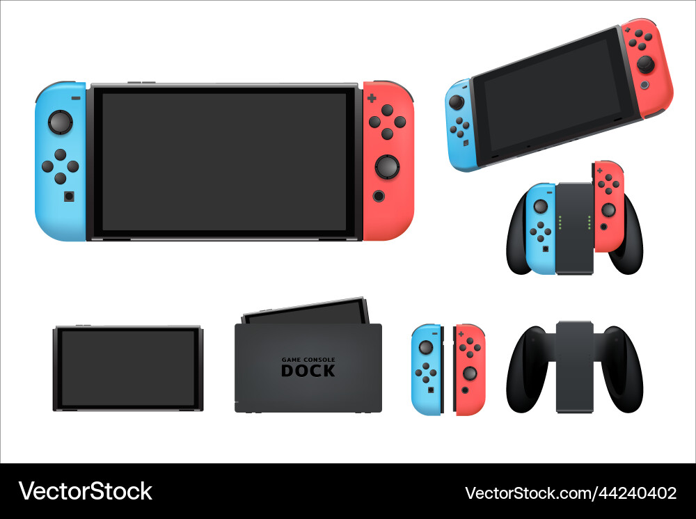 Set of console game device handheld portable Set of console game device handheld portable vector image