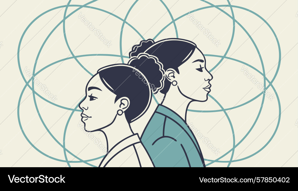 Shared understanding synchronized thoughts minds Vector Image