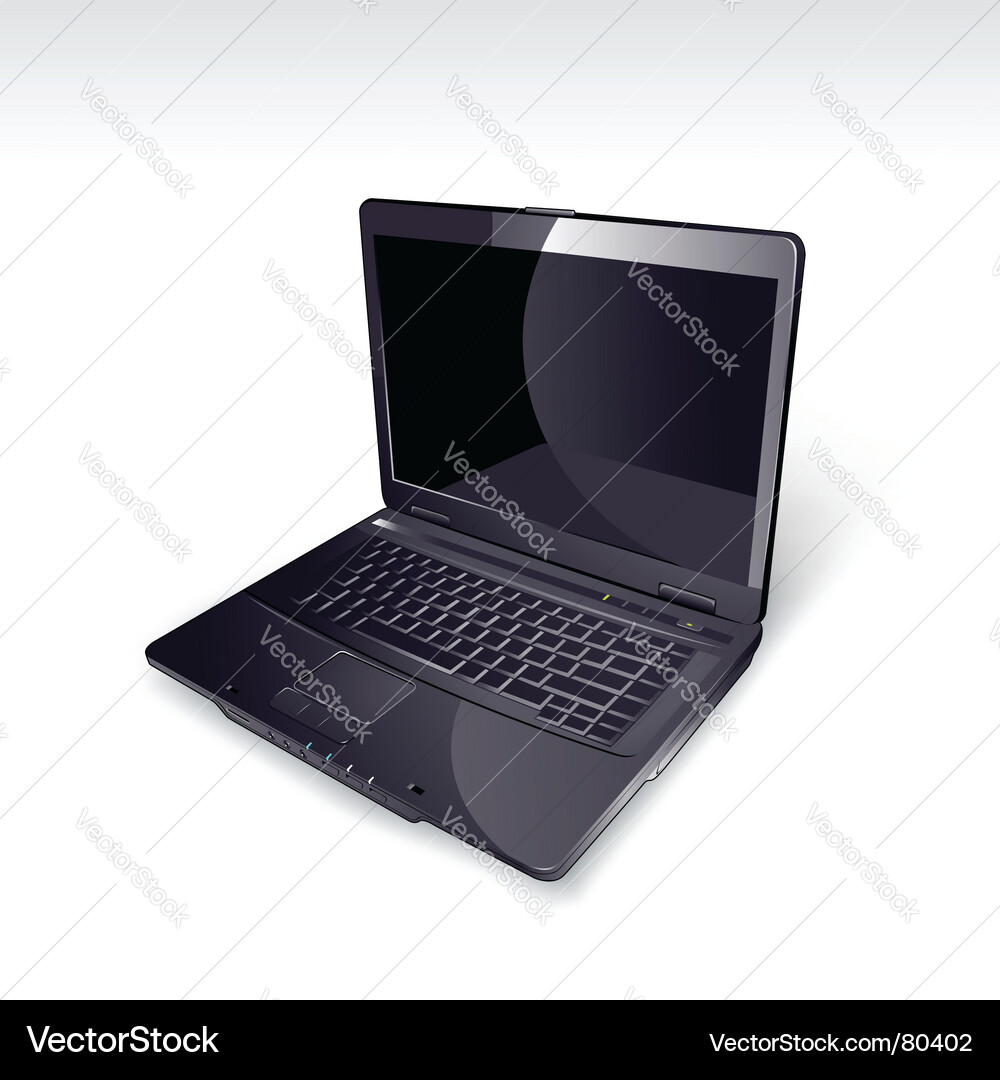 Shiny Laptop on Black Background vector image
