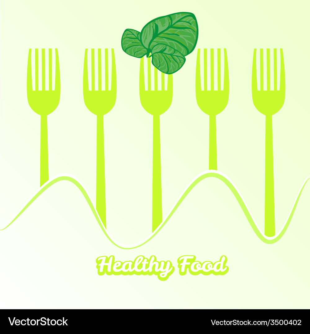 Tableware set of fork with spinach vector image