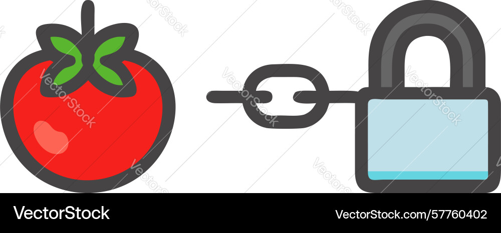 Tomato with padlock chain icon design generative vector image
