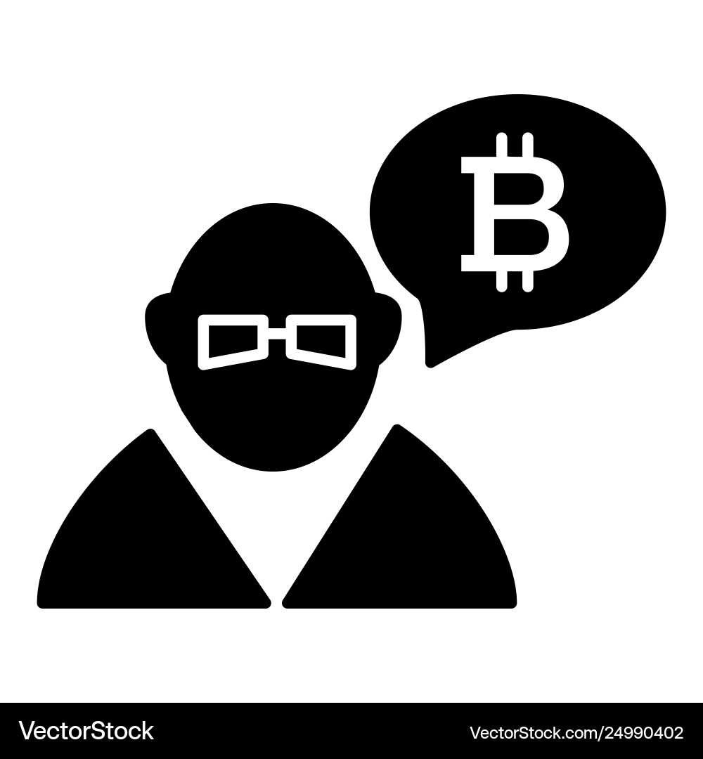 Trader person exchange bitcoin solid icon Trader person exchange bitcoin solid icon vector image
