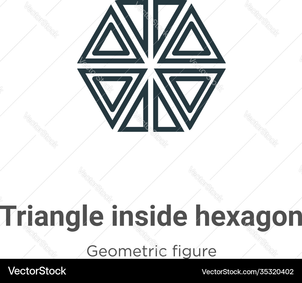 Triangle inside hexagon outline icon thin line Vector Image