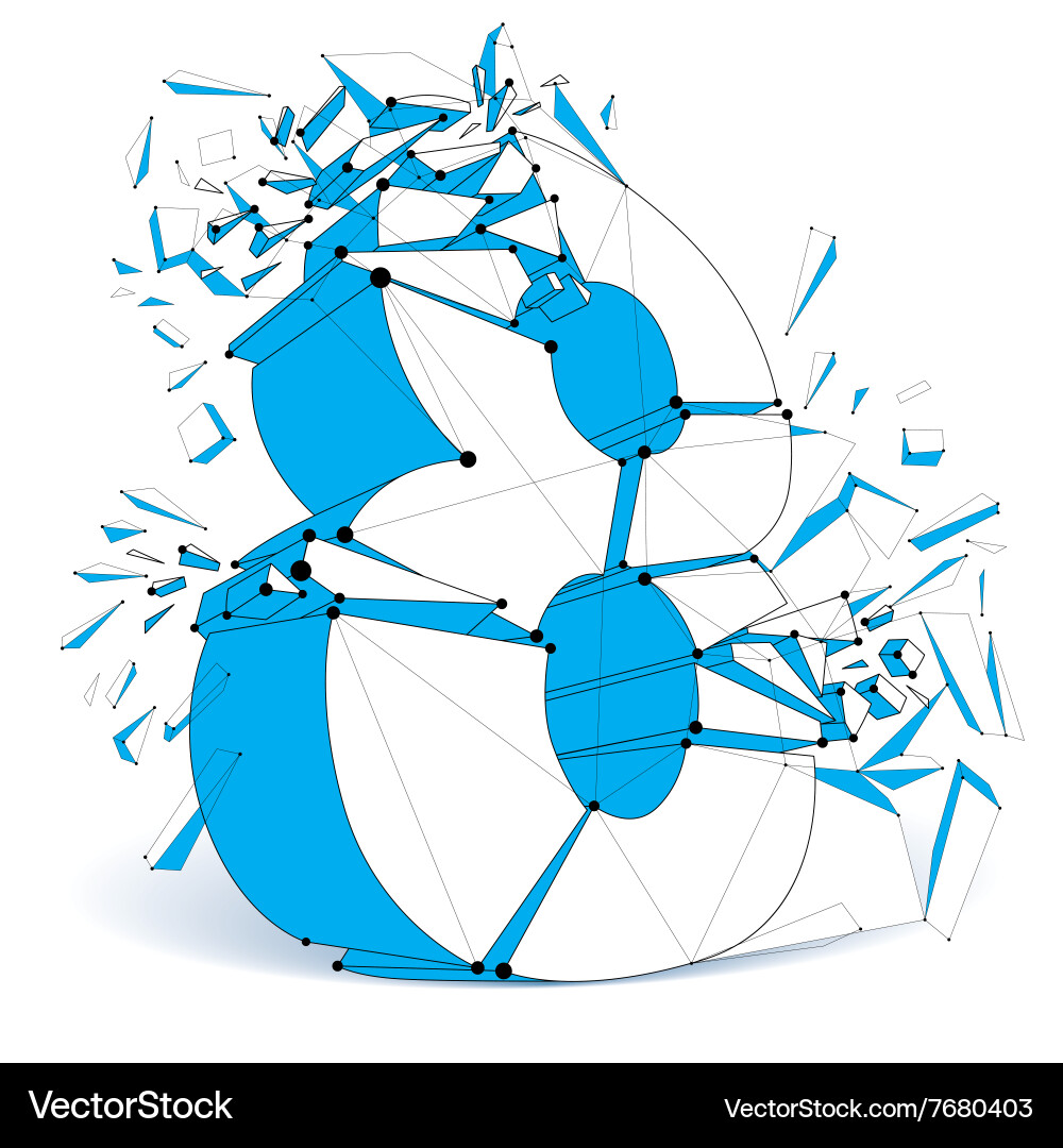 3d digital wireframe number 8 broken vector image