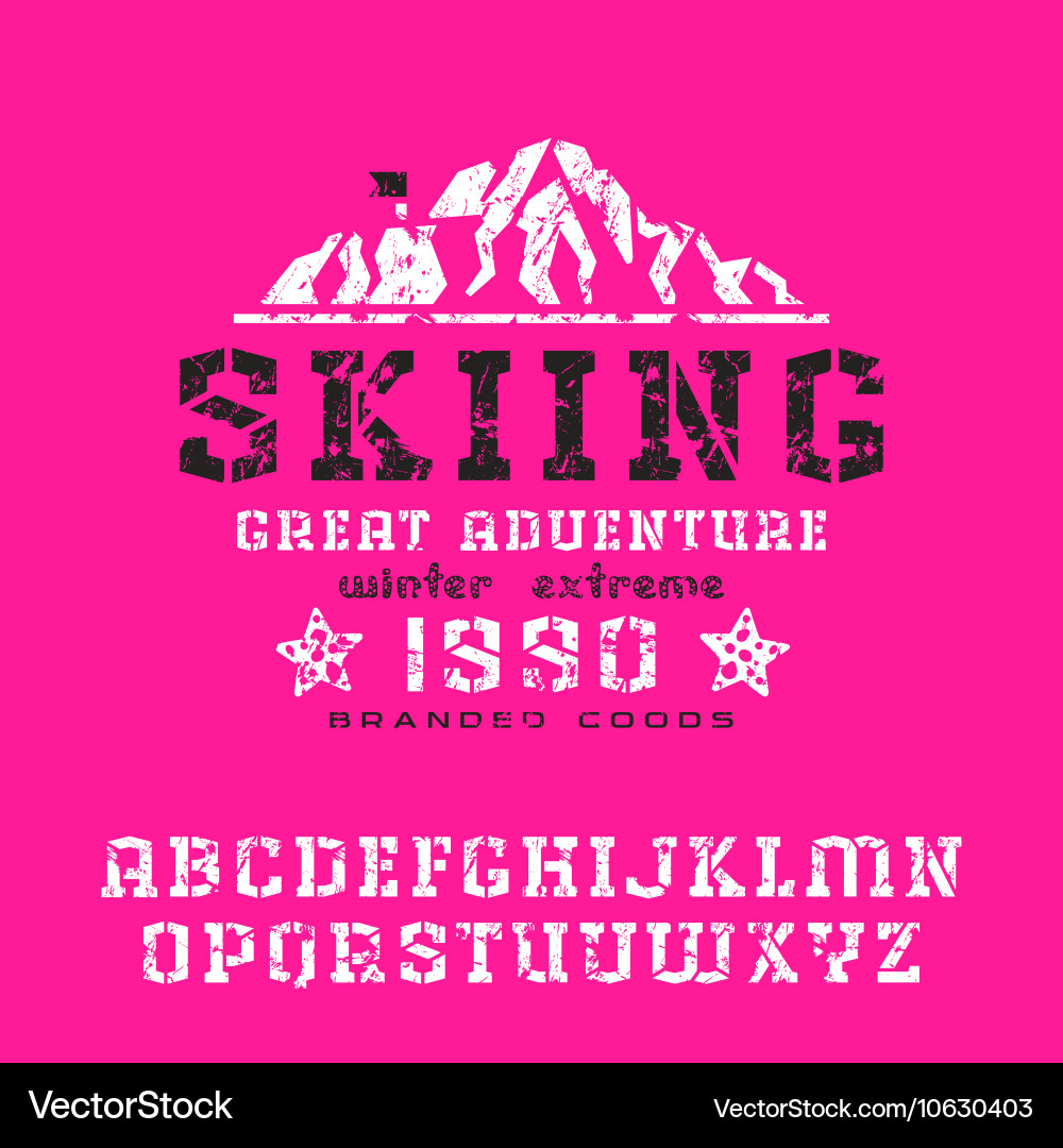 Angular stencil plate serif font vector image
