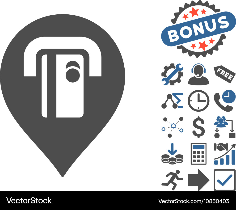 Atm machine pointer flat icon with bonus vector image
