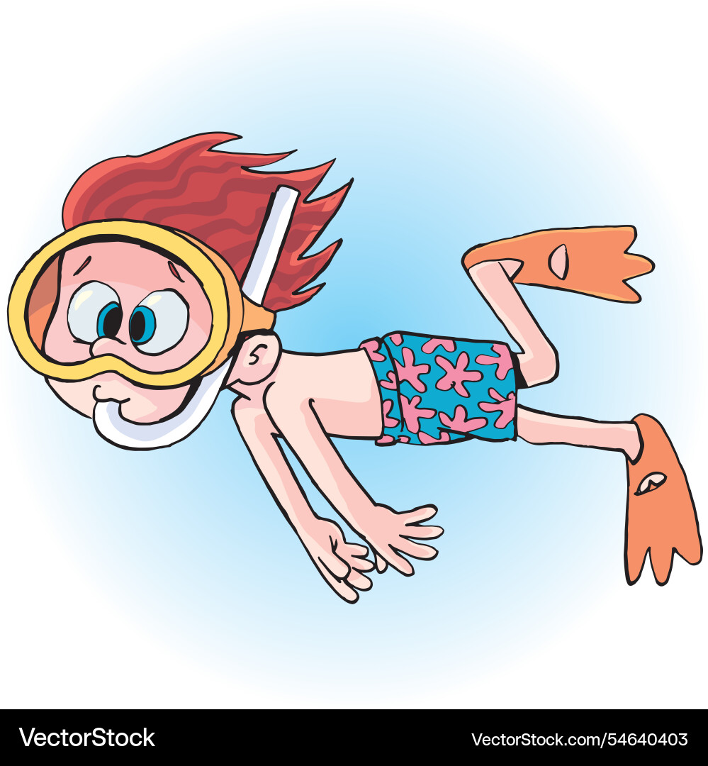 Boy who dives through the depths of sea Boy who dives through the depths of sea vector image