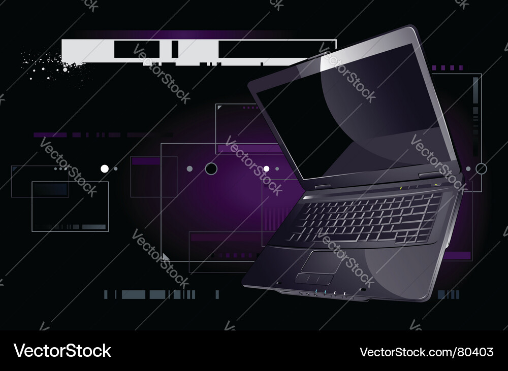 Glossy Laptop on Black Background vector image
