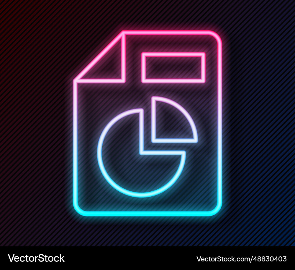 Glowing neon line document with graph chart icon vector image