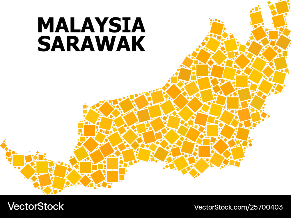 Golden rotated square pattern map sarawak vector image