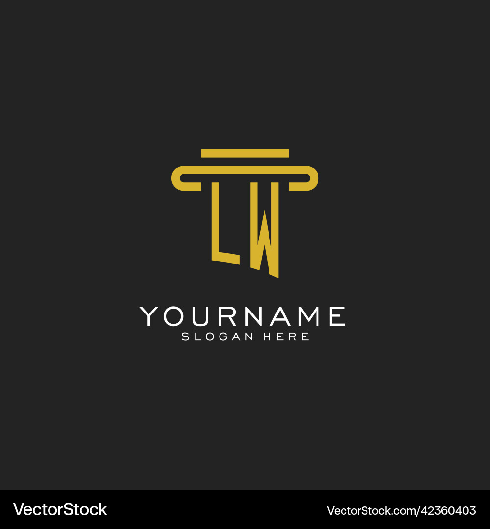 Lw initial logo with simple pillar style design Lw initial logo with simple pillar style design Vector Image