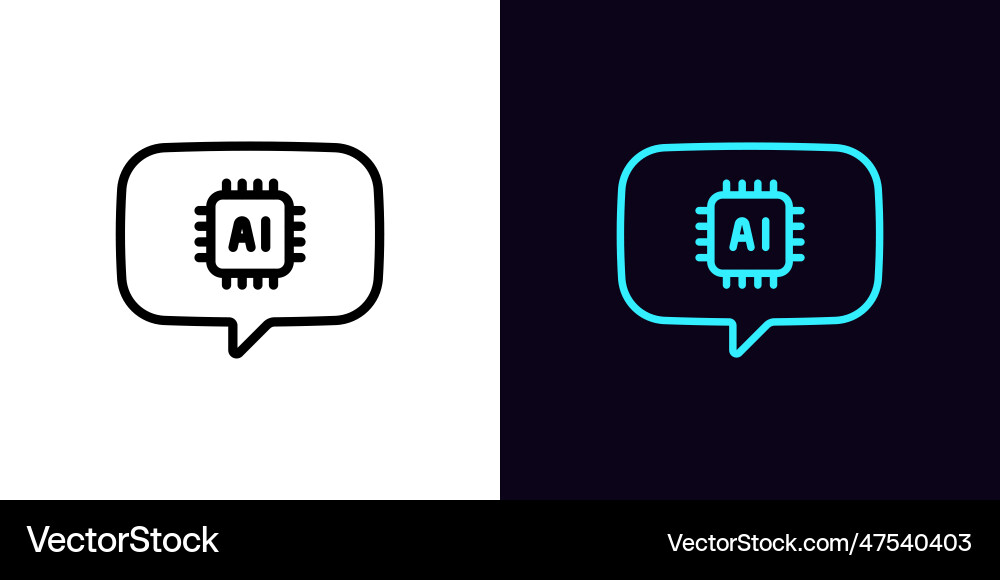 Outline ai message icon with editable stroke Outline ai message icon with editable stroke vector image
