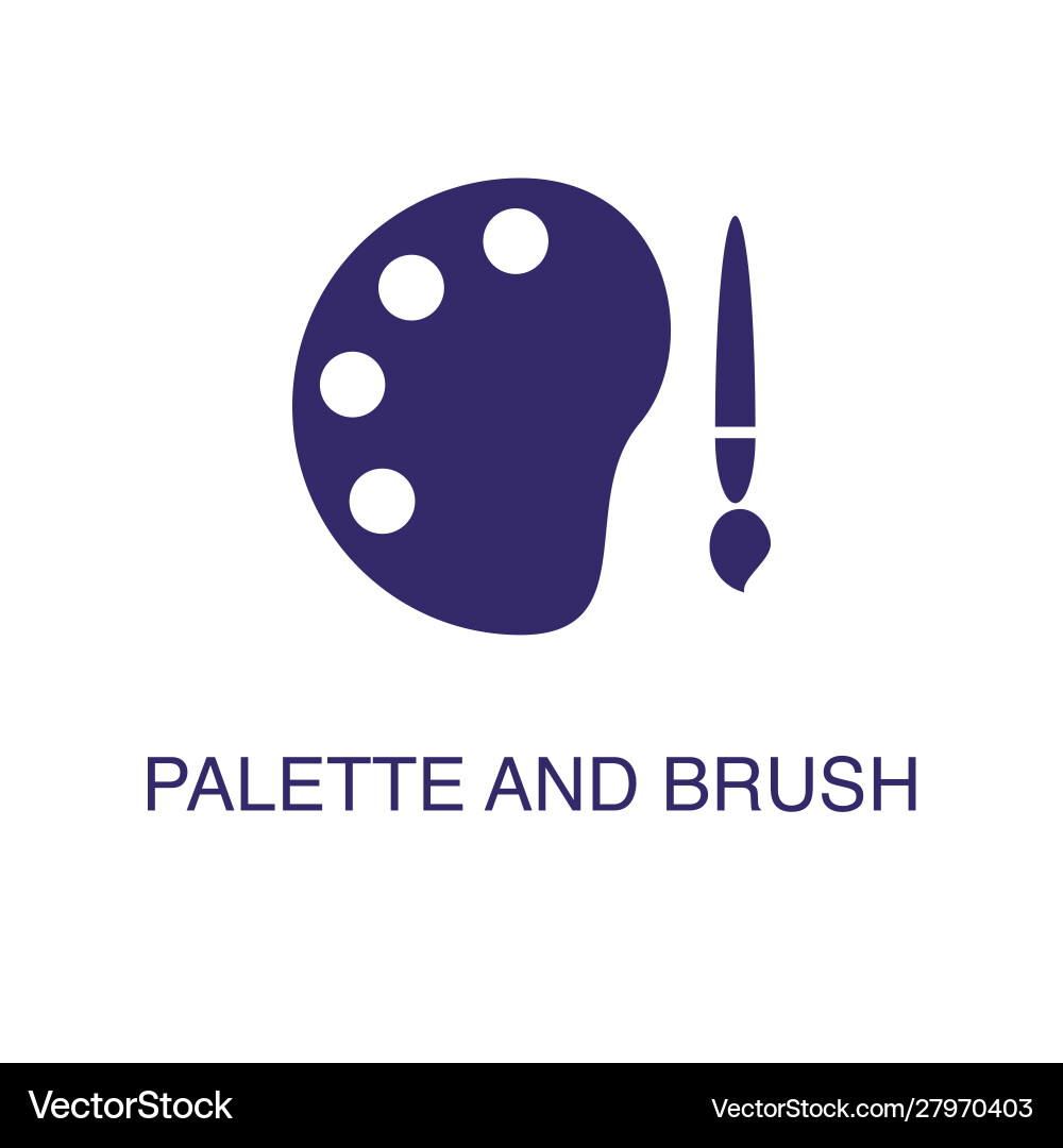 Palette and brush element in flat simple style Vector Image