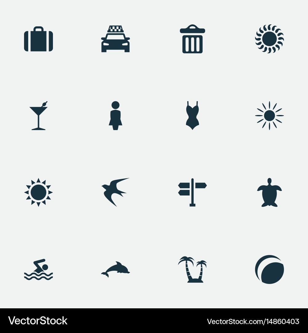 Set of simple seaside icons vector image