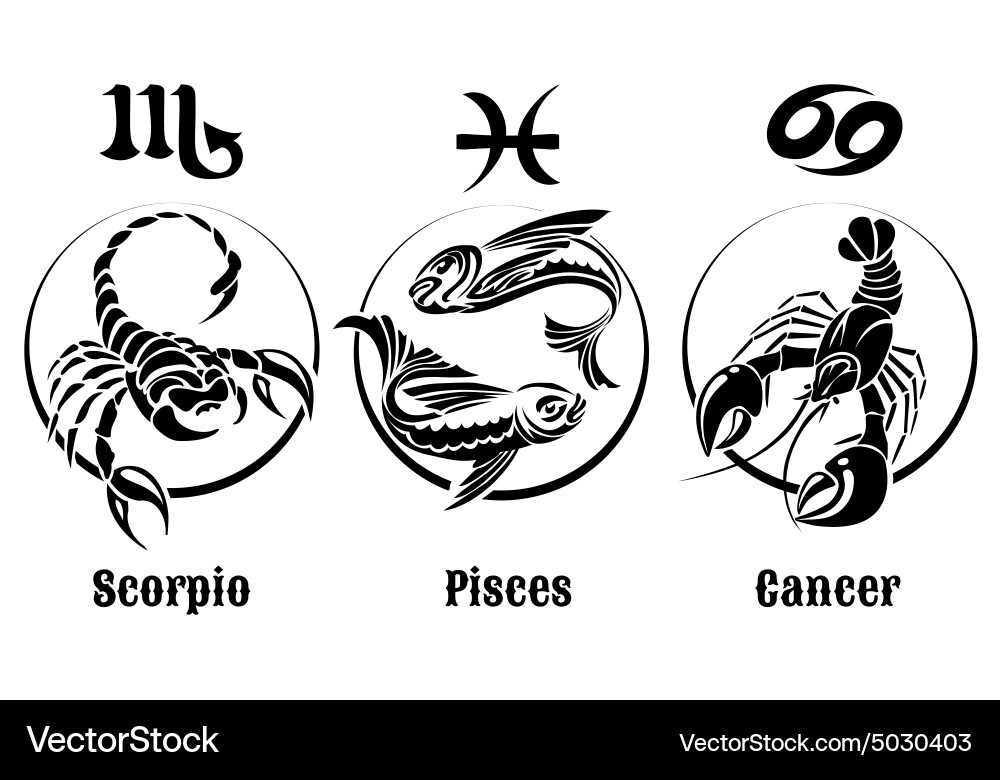 Как выглядит значок рака Signs of water zodiac emblem set Royalty Free Vector Image