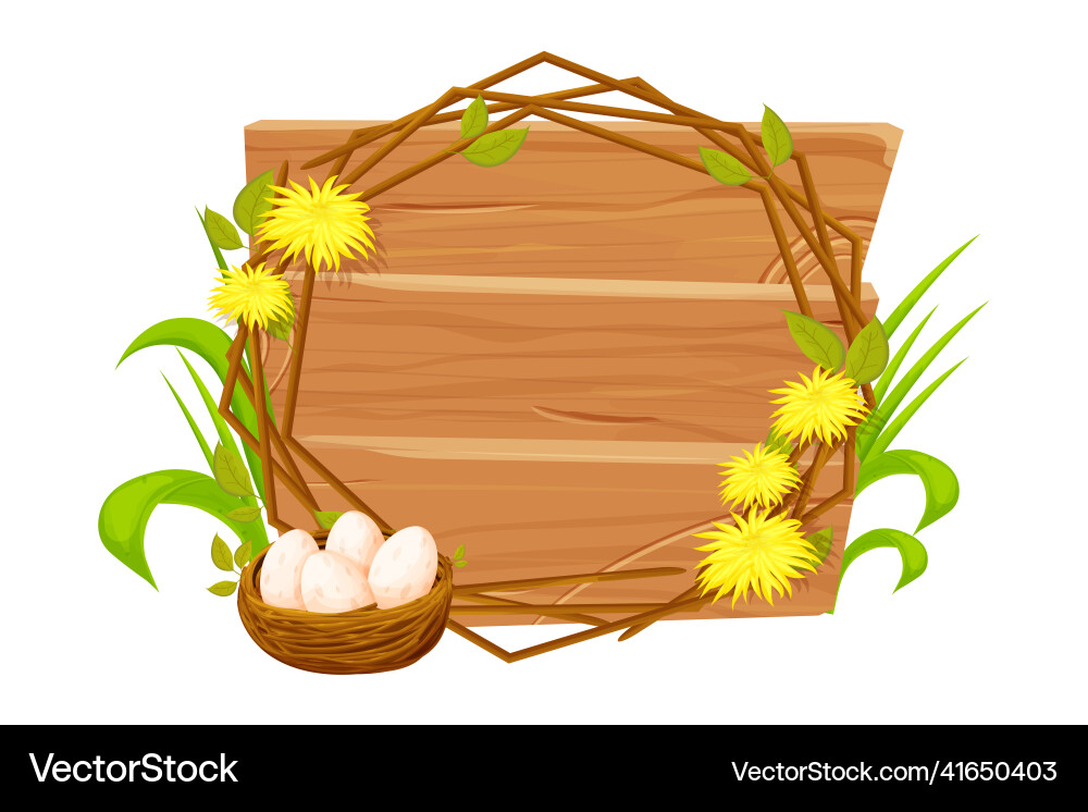 Spring Branch Frame with Leaves vector image