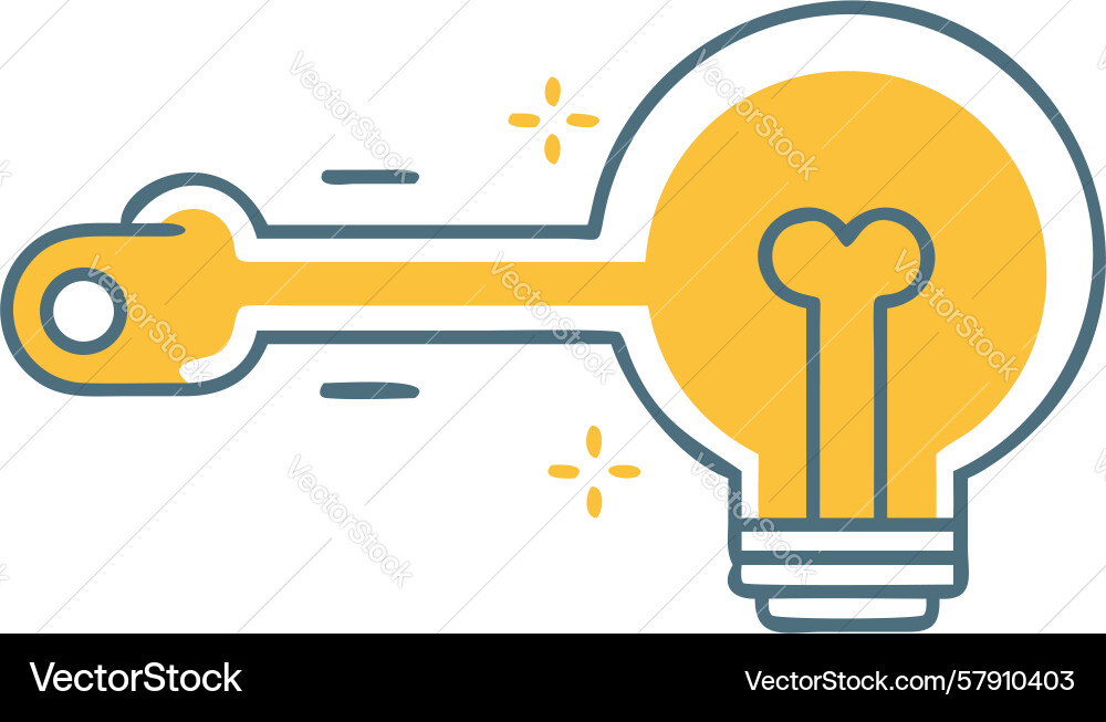 Stylized light bulb key idea design generative ai Vector Image