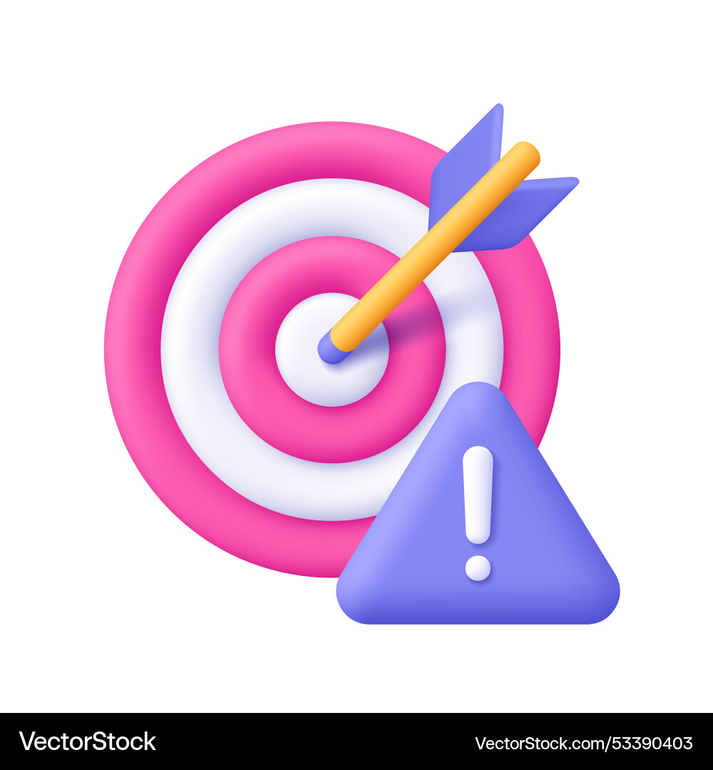 Target with warning symbol triangle Target with warning symbol triangle Vector Image