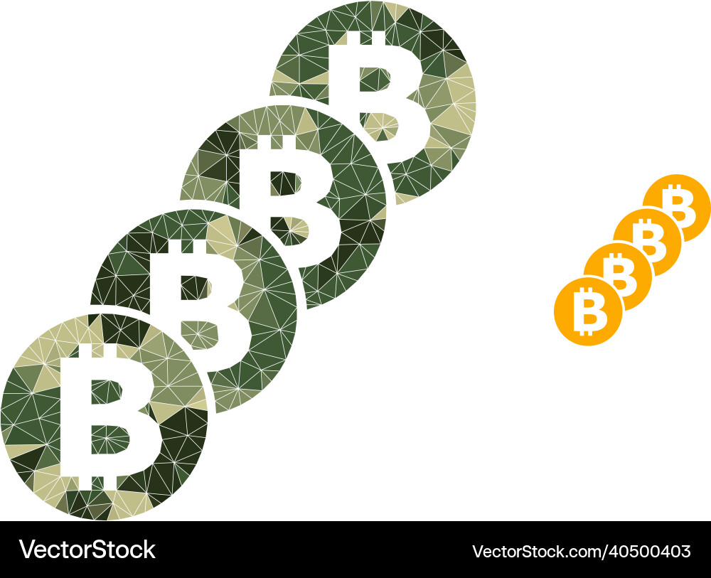Triangle mosaic bitcoin coin blockchain icon Triangle mosaic bitcoin coin blockchain icon Vector Image