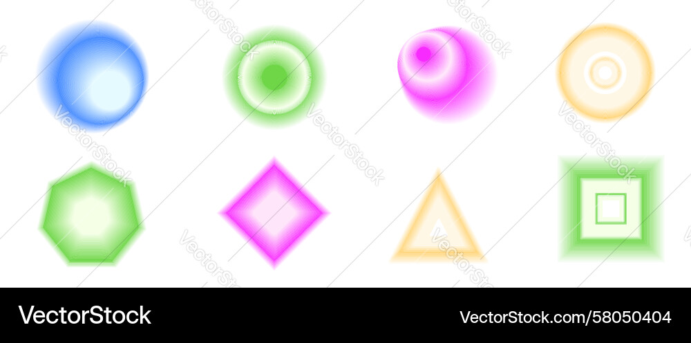 Blur gradient geometric shape set y2k retro Blur gradient geometric shape set y2k retro Vector Image