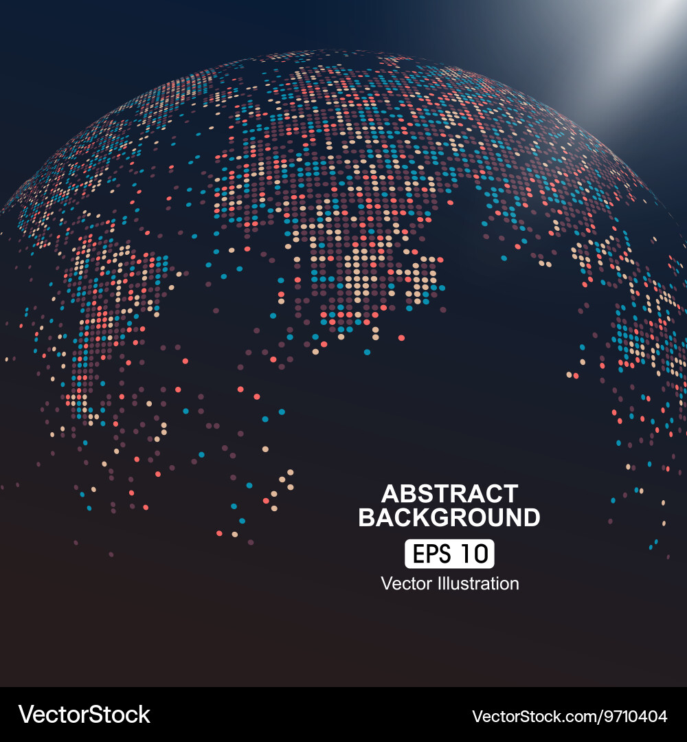 Dots colorful three-dimensional map of the world vector image