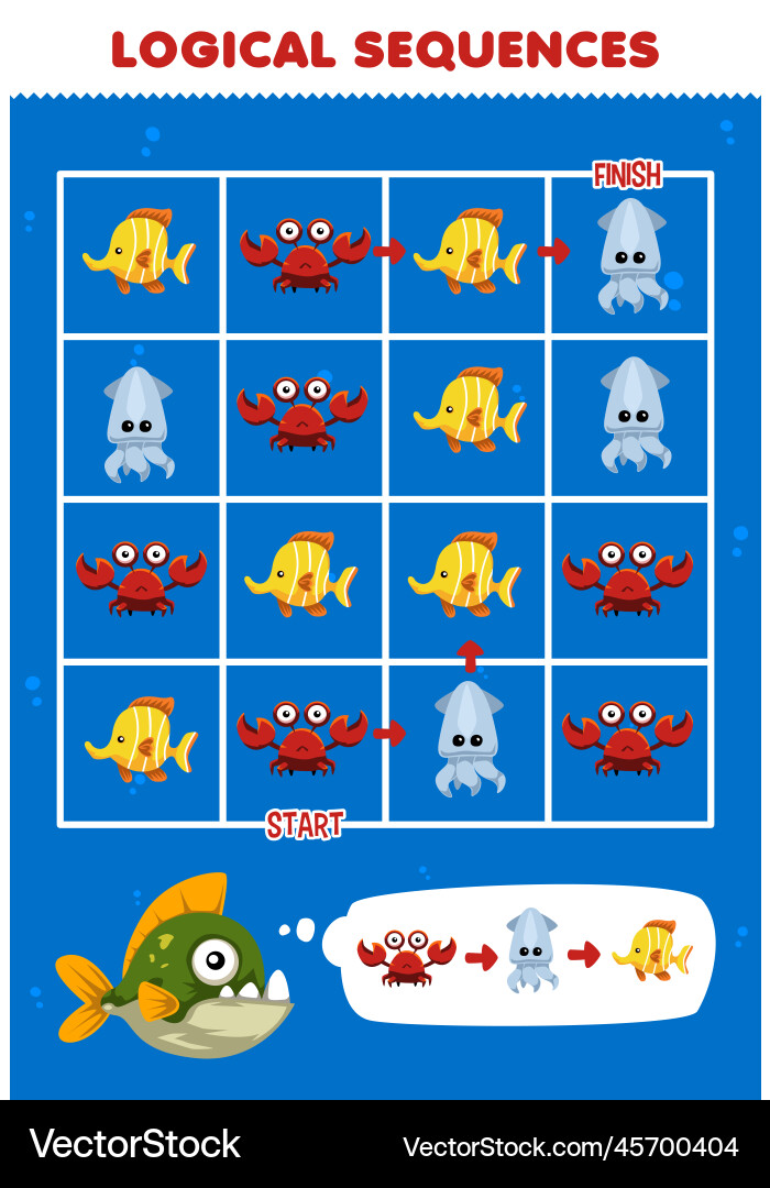 Education game for children logical sequence help Education game for children logical sequence help vector image