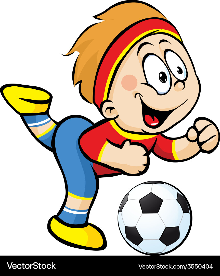 Football player with ball in action Vector Image