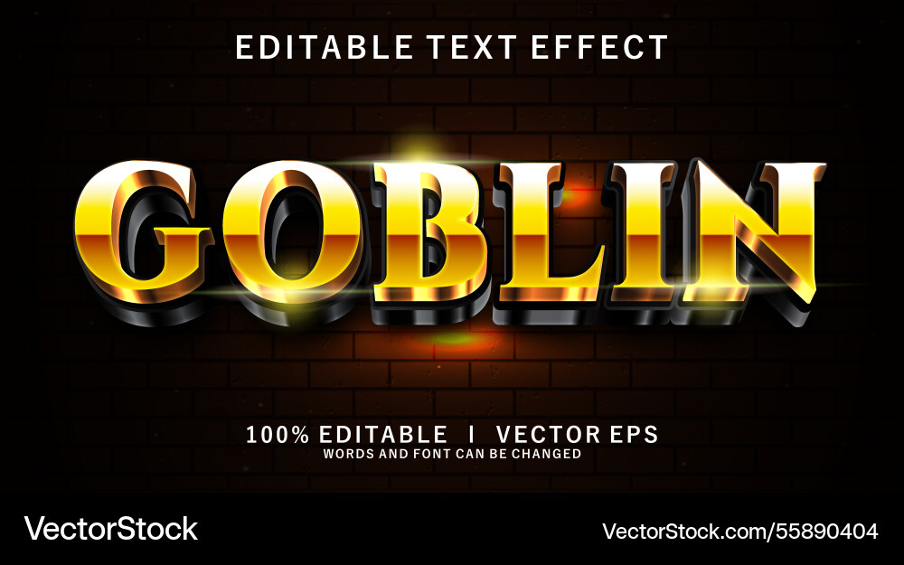 Goblin 3d text effect with modern style design Goblin 3d text effect with modern style design vector image