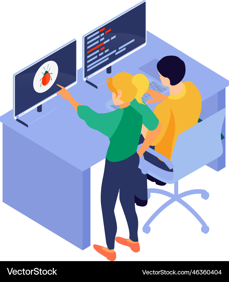 Isometric Programmer Composition vector image