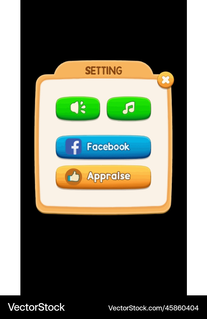 Komplettes Set von Level-Taste Spiel ui Pop-up-Symbol vektorbild
