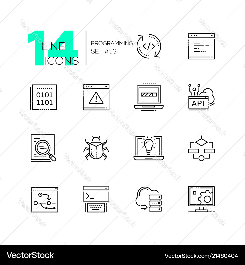 Modern Programming Icons - Thin Line vector image