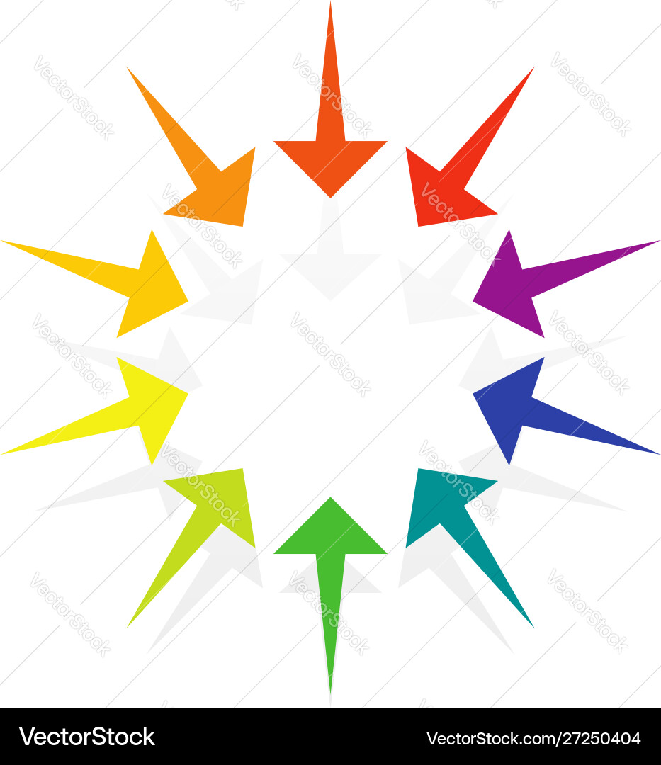 Radial concentric arrows pointing to center Radial concentric arrows pointing to center vector image